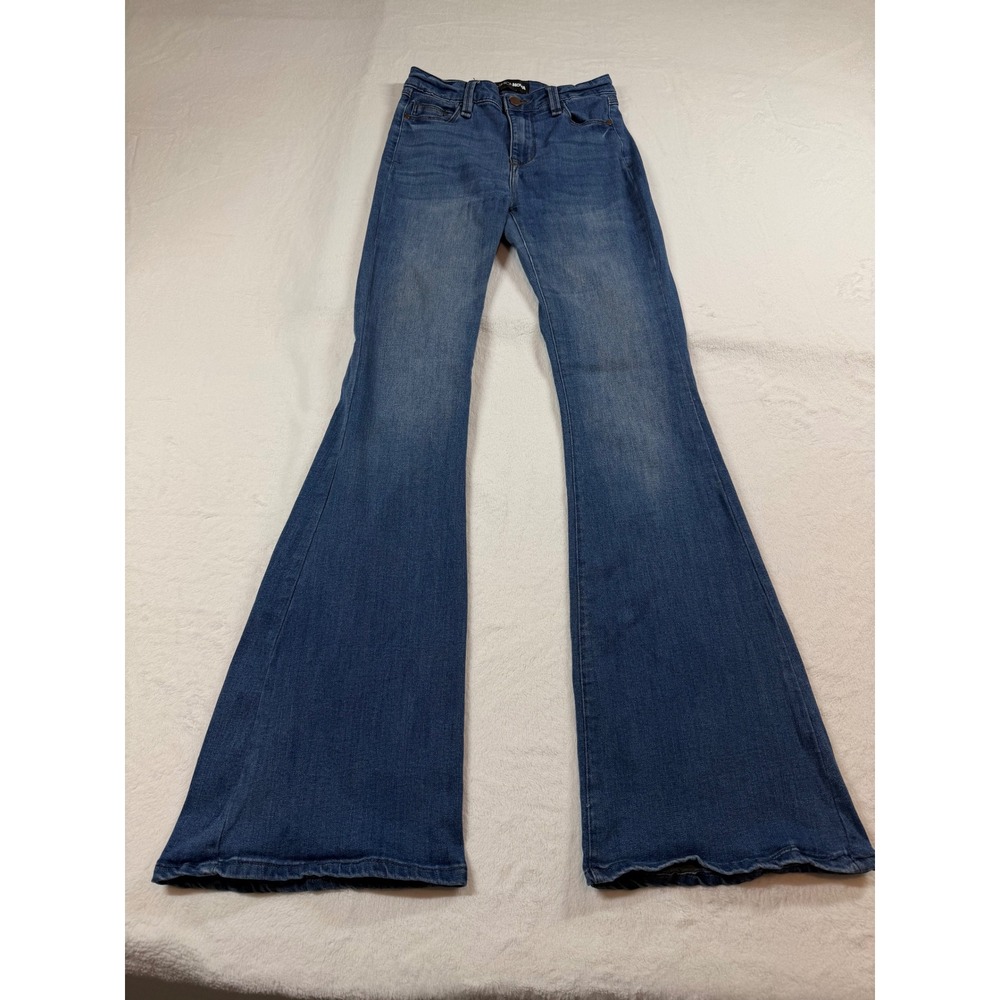 Fashion Nova Flare Jeans Womens 3 Blue Excellent High Rise Bell Bottom Denim